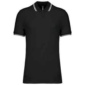 MEN'S 2 STRIPED SHORT SLEEVED POLOSHIRT, Black/White (Polo shirt, 90-100% cotton)