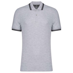 MEN'S 2 STRIPED SHORT SLEEVED POLOSHIRT, Oxford Grey/Black (Polo shirt, 90-100% cotton)