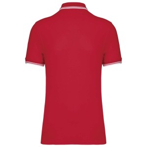 MEN'S 2 STRIPED SHORT SLEEVED POLOSHIRT, Red/White (Polo shirt, 90-100% cotton)