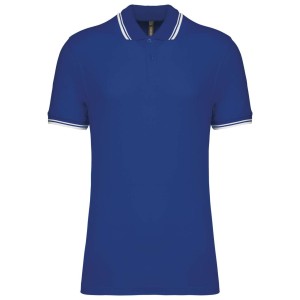 MEN'S 2 STRIPED SHORT SLEEVED POLOSHIRT, Royal Blue/White (Polo shirt, 90-100% cotton)