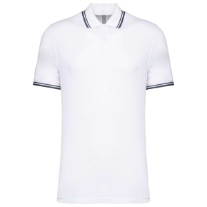 MEN'S 2 STRIPED SHORT SLEEVED POLOSHIRT, White/Navy (Polo shirt, 90-100% cotton)