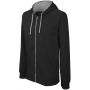 MEN'S CONTRAST HOODED FULL ZIP SWEATSHIRT, Black/Fine Grey