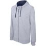 MEN'S CONTRAST HOODED FULL ZIP SWEATSHIRT, Oxford Grey/Navy