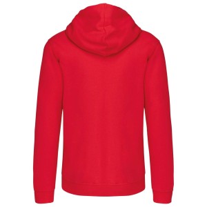 MEN'S CONTRAST HOODED FULL ZIP SWEATSHIRT, Red/White (Pullovers)