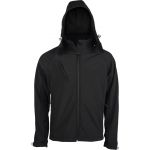 MEN'S DETACHABLE HOODED SOFTSHELL JACKET, Black (KA413BL)