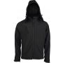 MEN'S DETACHABLE HOODED SOFTSHELL JACKET, Black