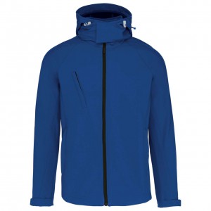 MEN'S DETACHABLE HOODED SOFTSHELL JACKET, Dark Royal Blue (Jackets)