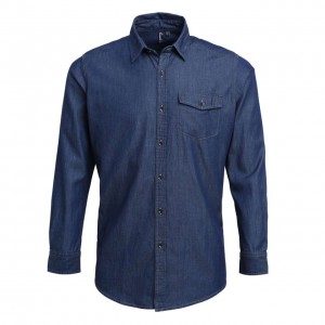 MEN?S JEANS STITCH DENIM SHIRT, Indigo Denim (shirt)