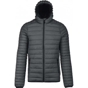 MEN'S LIGHTWEIGHT HOODED PADDED JACKET, Marl Dark Grey (Jackets)