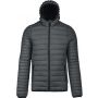 MEN'S LIGHTWEIGHT HOODED PADDED JACKET, Marl Dark Grey