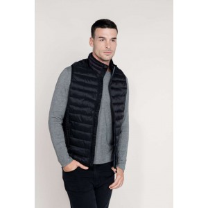 MEN?S LIGHTWEIGHT SLEEVELESS FAKE DOWN JACKET, Navy (Vests)