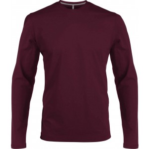 MEN'S LONG-SLEEVED CREW NECK T-SHIRT, Wine (Long-sleeved shirt)