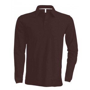 MEN'S LONG-SLEEVED POLO SHIRT, Chocolate (Long-sleeved shirt)