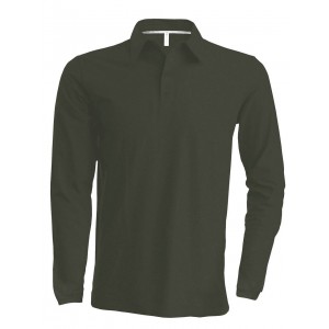 MEN'S LONG-SLEEVED POLO SHIRT, Dark Khaki (Long-sleeved shirt)