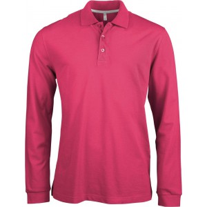 MEN'S LONG-SLEEVED POLO SHIRT, Fuchsia (Long-sleeved shirt)