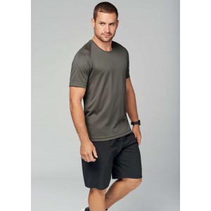 MEN'S SHORT-SLEEVED SPORTS T-SHIRT, Wine (T-shirt, mixed fiber, synthetic)