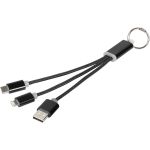Metal 3-in-1 charging cable with keychain, solid black (13496100)