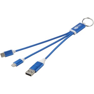 Metal 4-in-1 recycled aluminium charging cable with keychain (Eletronics cables, adapters)