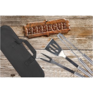 Barcabo BBQ 3-piece set, Silver (Metal kitchen equipments)