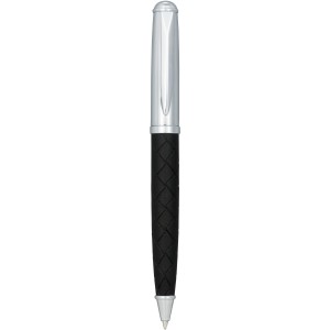Leathered ballpoint pen, solid black,Silver (Metallic pen)