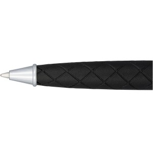 Leathered ballpoint pen, solid black,Silver (Metallic pen)