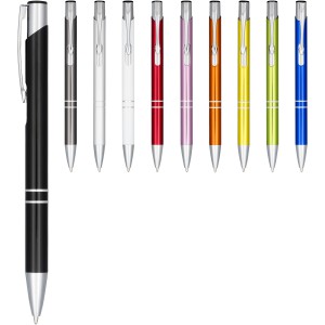 Moneta anodized aluminium click ballpoint pen, solid black (Metallic pen)