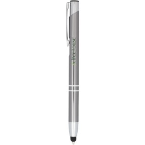 Moneta anodized aluminium click stylus ballpoint pen, Gun metal (Metallic pen)