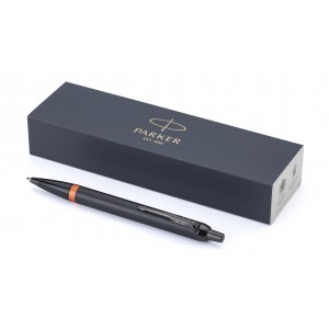 Parker IM Vibrant Rings PVD ballpoint pen, black/orange (Metallic pen)