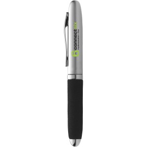 Vienna ballpoint pen with EVA grip, Silver, solid black (Metallic pen)