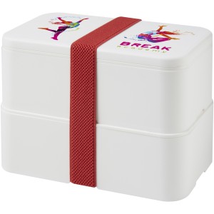 MIYO double layer lunch box, White, White, Red (Plastic kitchen equipments)