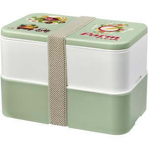 MIYO Renew double layer lunch box, Ivory white, Seaglass gre (Plastic kitchen equipments)