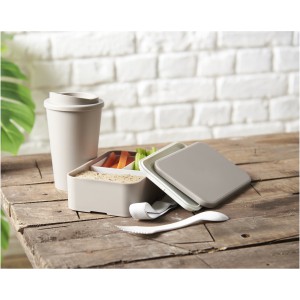 MIYO Renew single layer lunch box, Ivory white, Pebble grey (Plastic kitchen equipments)