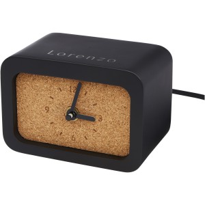 Momento wireless limestone charging desk clock, Solid black (Powerbanks)