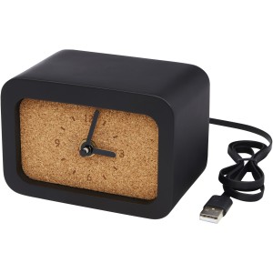 Momento wireless limestone charging desk clock, Solid black (Powerbanks)