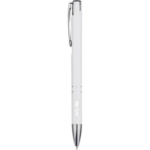 Moneta recycled aluminium ballpoint pen (blue ink), White (Metallic pen)