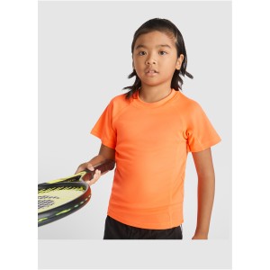 Montecarlo short sleeve kids sports t-shirt, Fluor Coral (Polo shirt, 90-100% cotton)