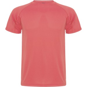 Montecarlo short sleeve kids sports t-shirt, Fluor Coral (Polo shirt, 90-100% cotton)