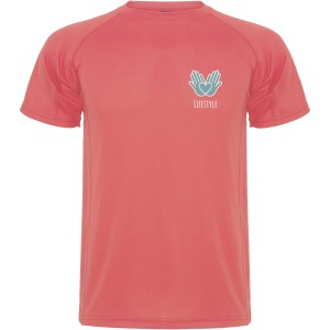 Montecarlo short sleeve men's sports t-shirt, Fluor Coral (T-shirt, mixed fiber, synthetic)