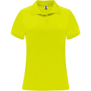 Monzha short sleeve women's sports polo, Fluor Yellow (Polo short, mixed fiber, synthetic)