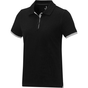 Morgan short sleeve women?s duotone polo, Solid black (Polo shirt, 90-100% cotton)