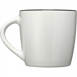 Aztec 340 ml ceramic mug, White, solid black (Mugs)