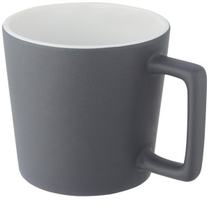 Cali 370 ml ceramic mug with matt finish, White, Matt black (Mugs)