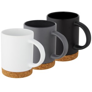 Neiva 425 ml ceramic mug with cork base, Solid black (Mugs)