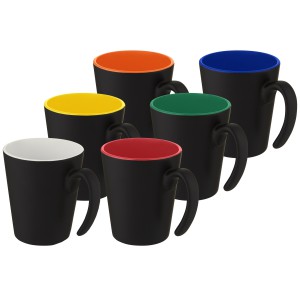 Oli 360 ml ceramic mug with handle, Orange, Solid black (Mugs)