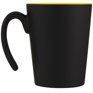 Oli 360 ml ceramic mug with handle, Yellow, Solid black (Mugs)