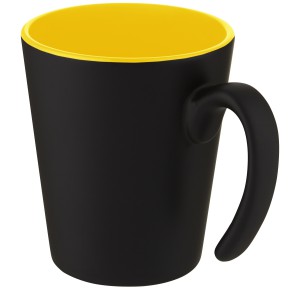 Oli 360 ml ceramic mug with handle, Yellow, Solid black (Mugs)
