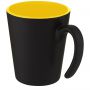 Oli 360 ml ceramic mug with handle, Yellow, Solid black