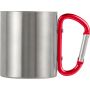 Stainless steel double walled mug Nella, red