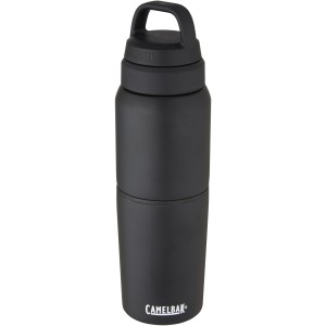 MultiBev vacuum insulated stainless steel 500 ml bottle and 350 ml cup, Solid black (Sport bottles)