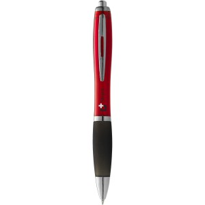 Nash ballpoint pen with coloured barrel and black grip, Red, solid black (Plastic pen)